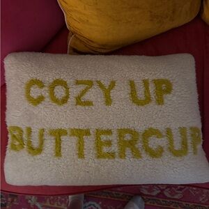 Anthropologie Cream and Yellow Cozy Pillow